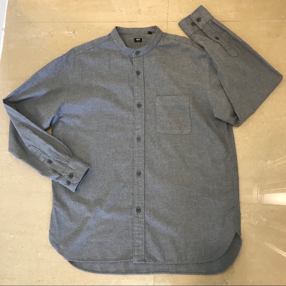 Uniqlo Flannel Button Down Sz M Gray